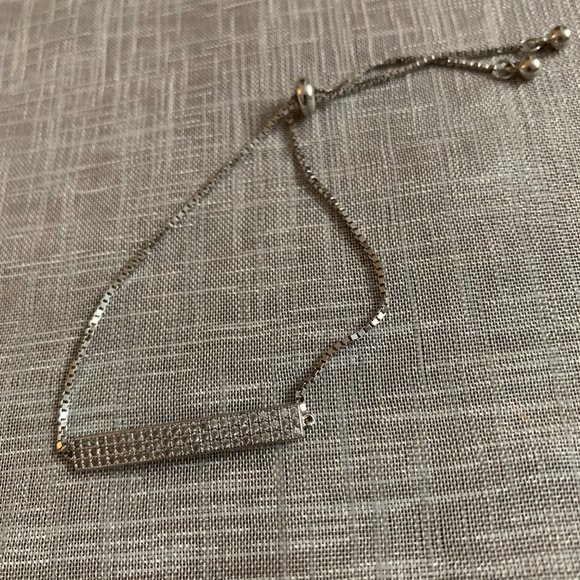 CZ and Silver Bolo Bracelet - Picture 2 of 5